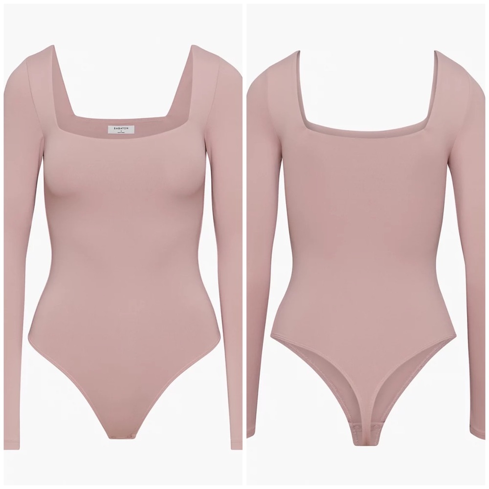 Aritzia Babaton Contour Longsleeve Bodysuit (Mauvedust)
